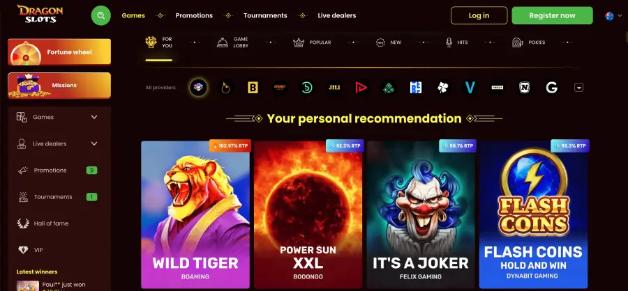 Dragon Slots casino pokies providers RTP mobile gameplay overview